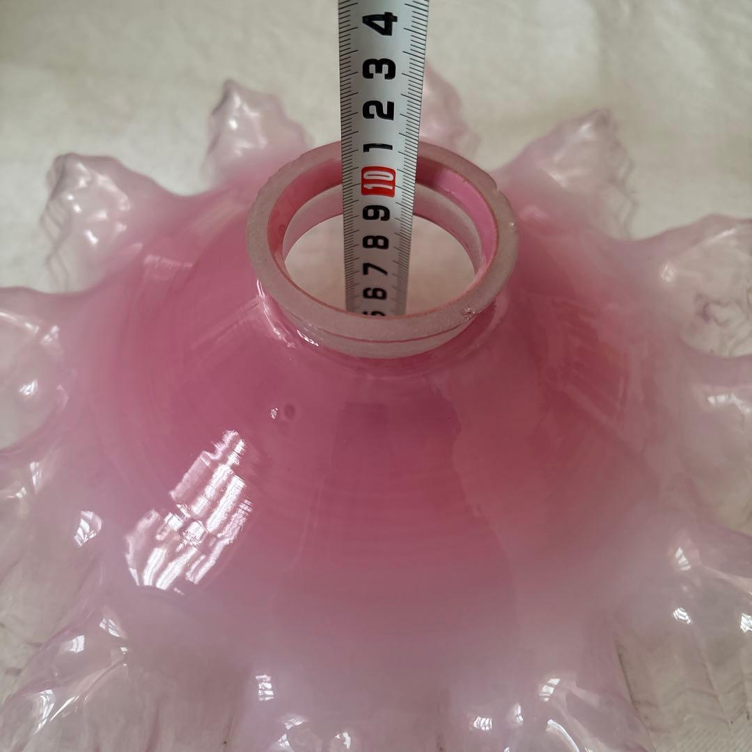 フランスアンティーク　オパールセントガラスシェード　ペンダントランプ