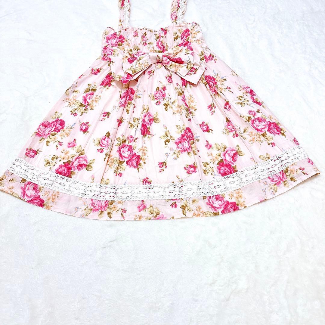 希少✨リズリサ　ワンピース　Aライン　ビッグリボン　レース　花柄　平成　y2k