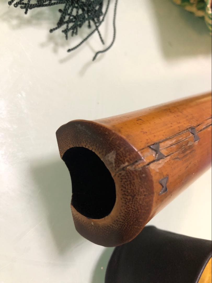 尺八本体 管楽器 雅楽 和楽器 竹製 5穴 約55cm ケース付き
