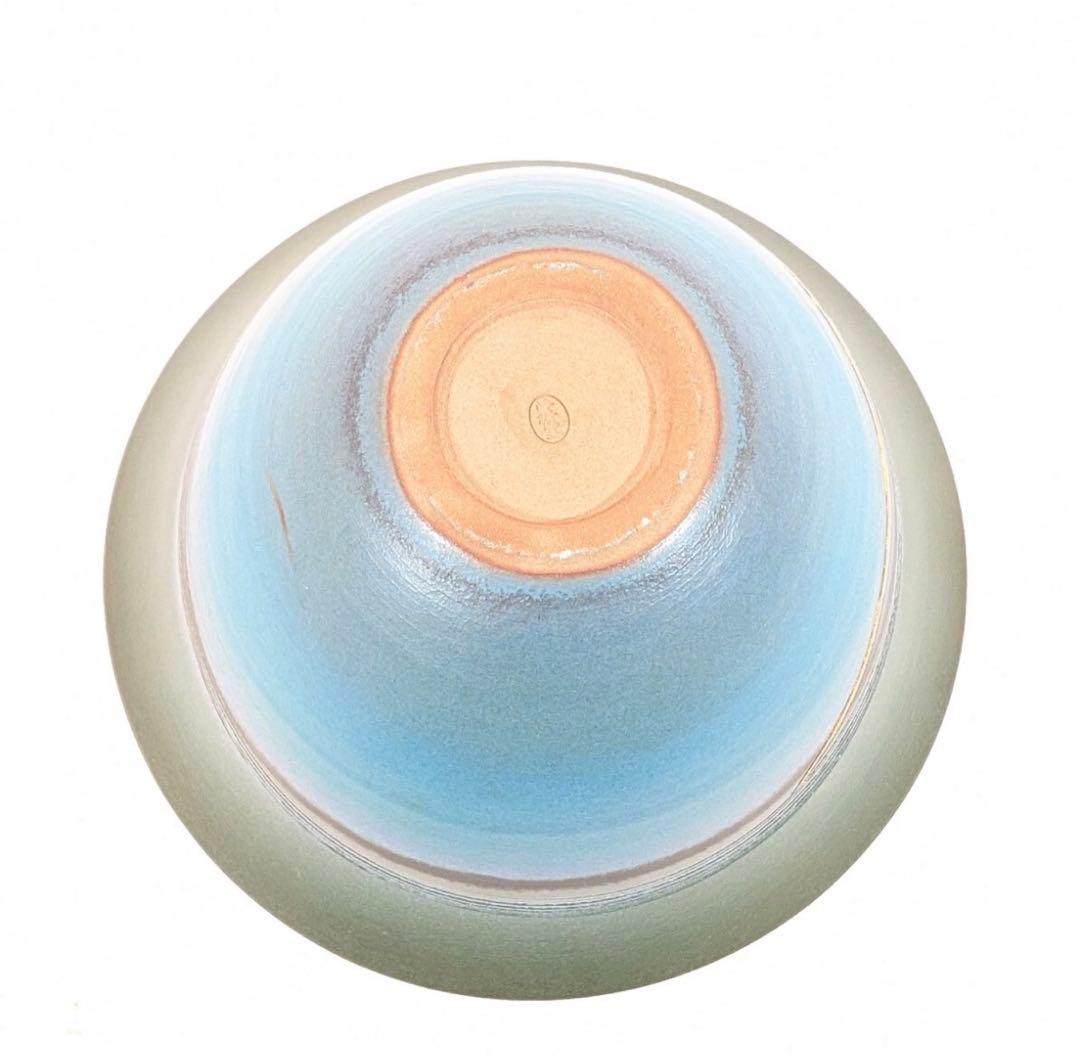 【極美品】池坊 花器／在銘 陶器 （工房制作・作家名不明）金彩ライン/生花