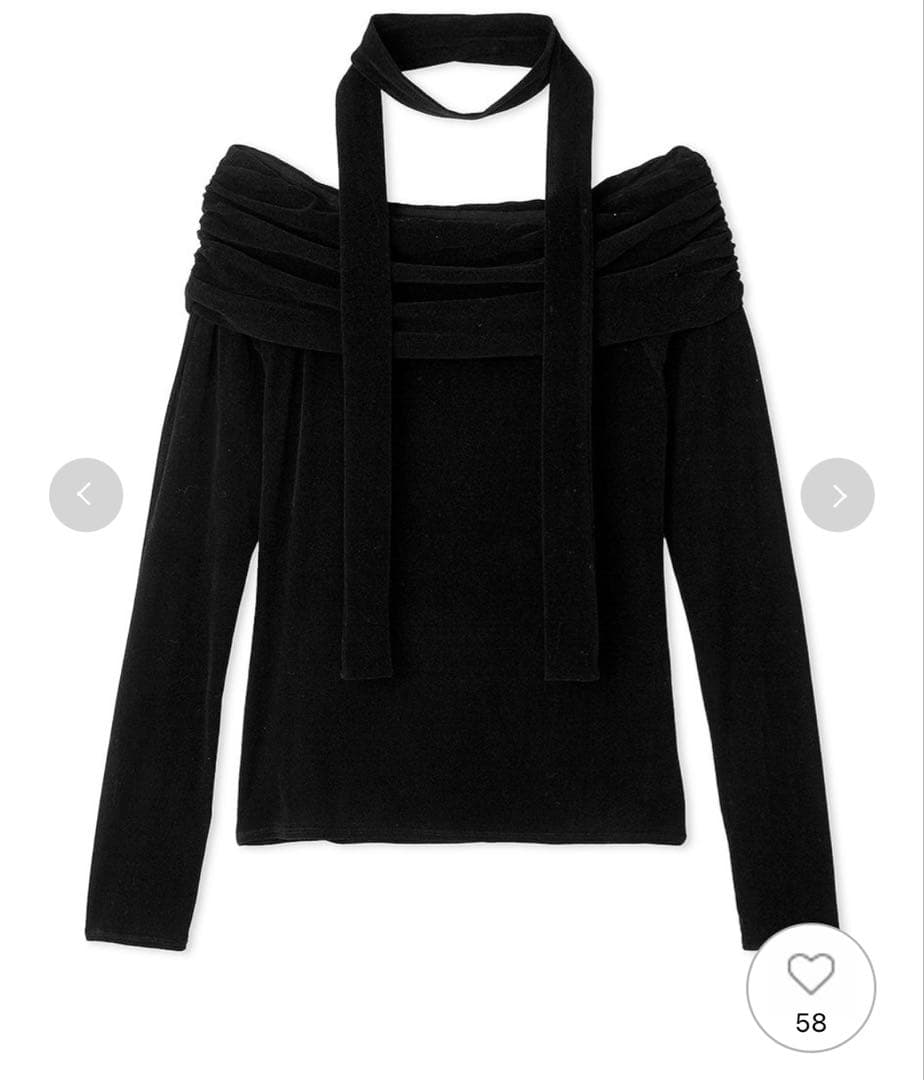 オフショルフロッキーチュールトップス　Black