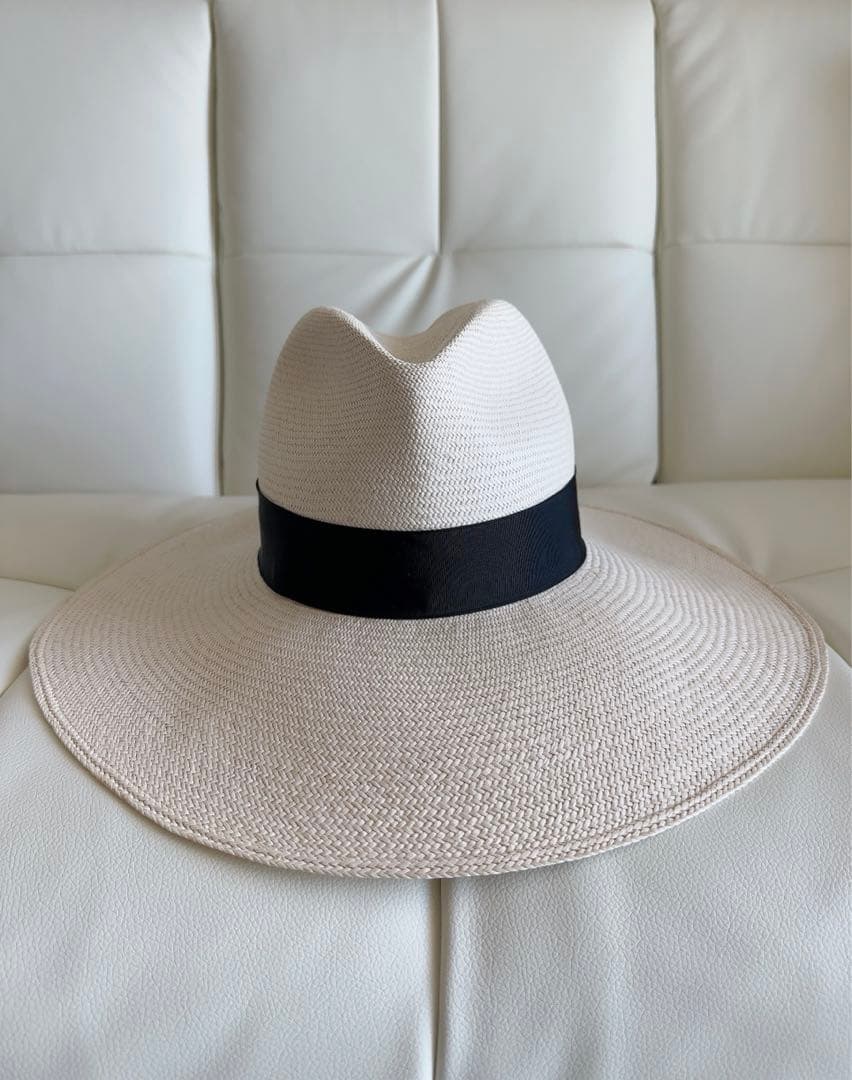 美品Borsalino♡パナマハット　女優帽　ナチュラル　Mサイズ