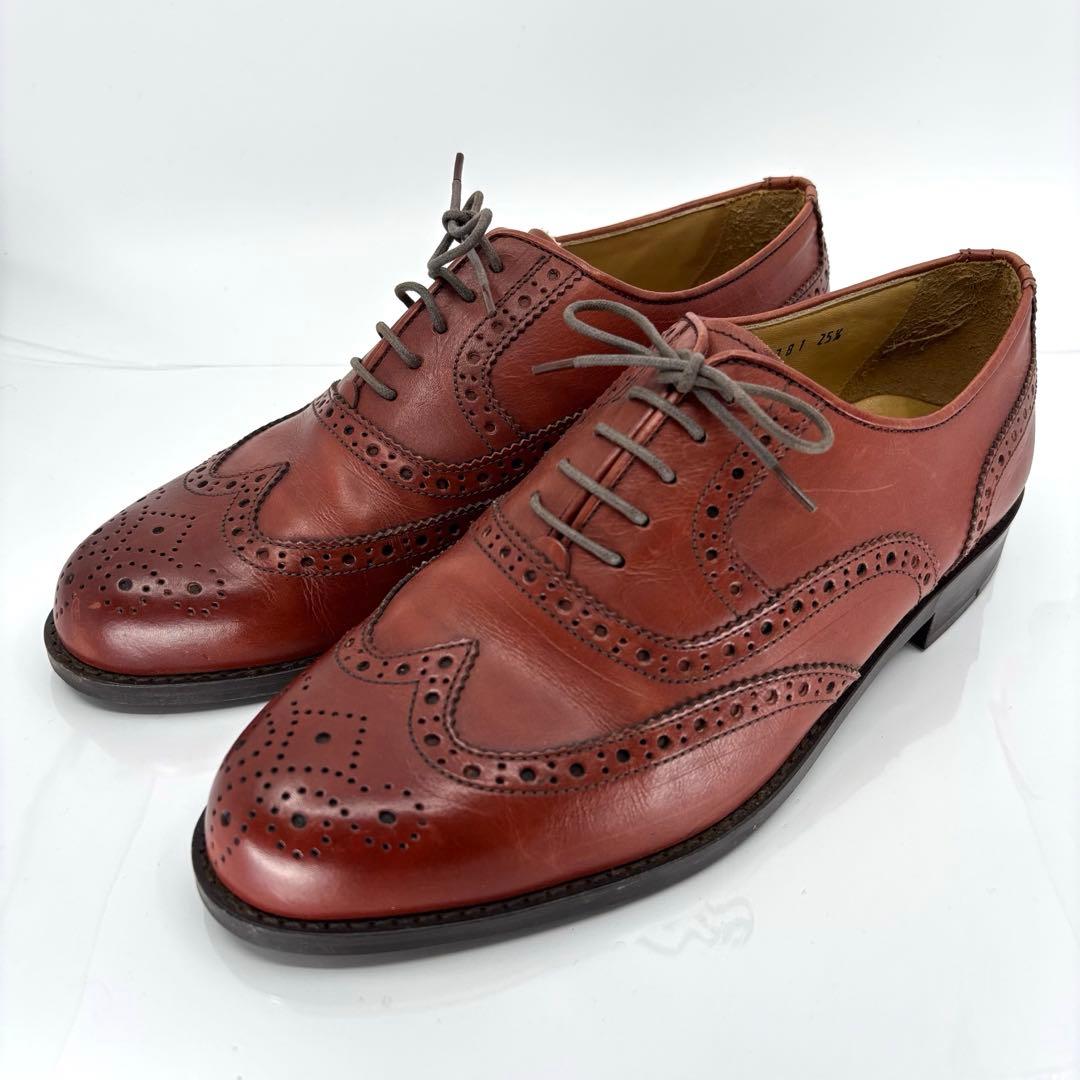 イヴサンローラン ウイングチップ メダリオン 25.5cm 革靴 ブラウン 本革