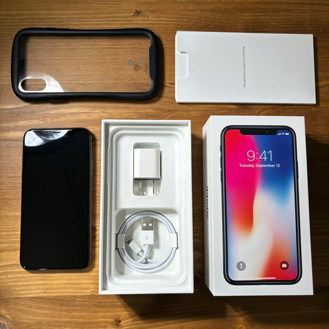 iPhone X 256GB SIMフリー【箱・純正充電器・ケース付き】