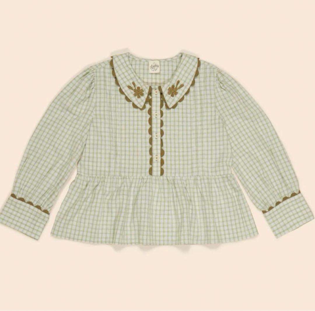 アポリナ Apolina Worker Check Sage ブラウス　2-3y