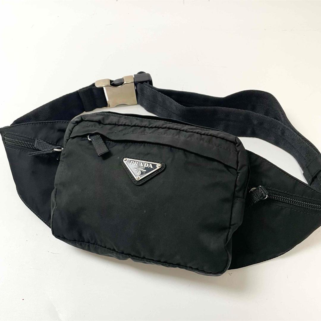 てらプラダ　三角ロゴ　ナイロン　ボディバッグ　ブラック