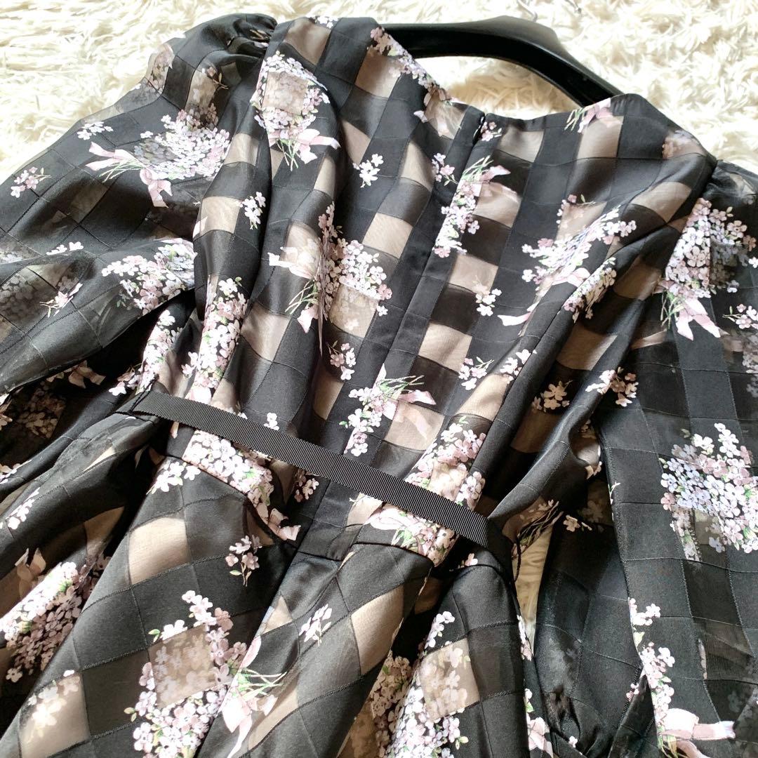 新品✨人気 エムズグレイシー 花柄 チュール ロング ワンピース ドレス 40