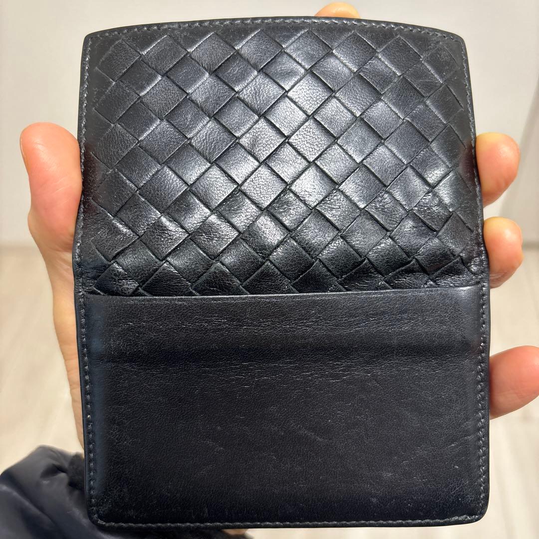ボッテガ　BOTTEGA VENETA黒 レザー名刺入れ編み込み