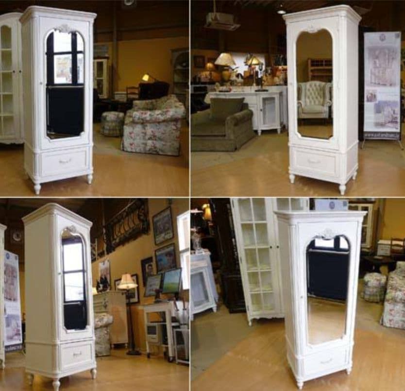 レガシー社　ガブリエラ　ミラー付きワードローブ　アンティーク　ホワイト　チェスト