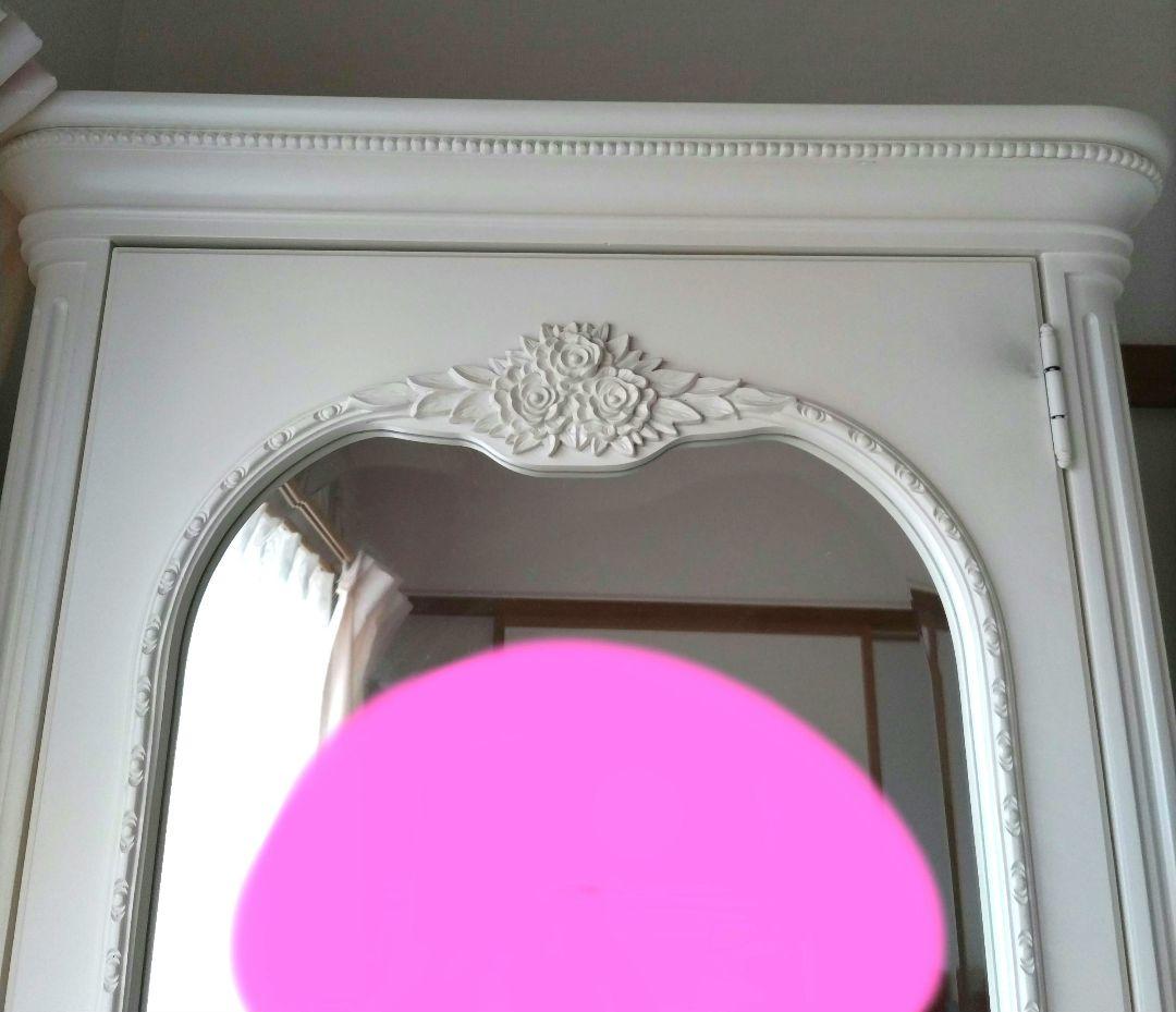 レガシー社　ガブリエラ　ミラー付きワードローブ　アンティーク　ホワイト　チェスト