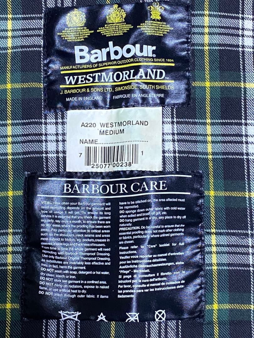 Barbour UK製 WESTMORLAND ベスト付属品付　期間限定値引中