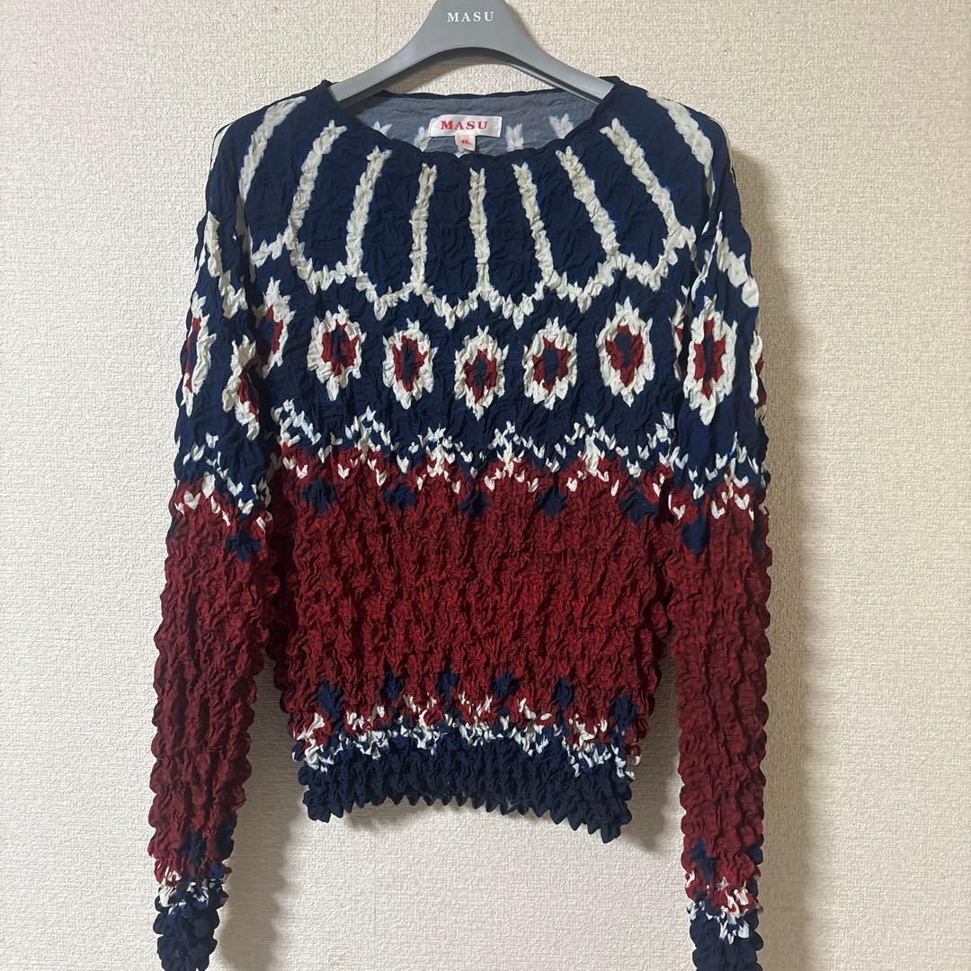 MASU ポップコーンシャツ 46 ネイビー/赤/白