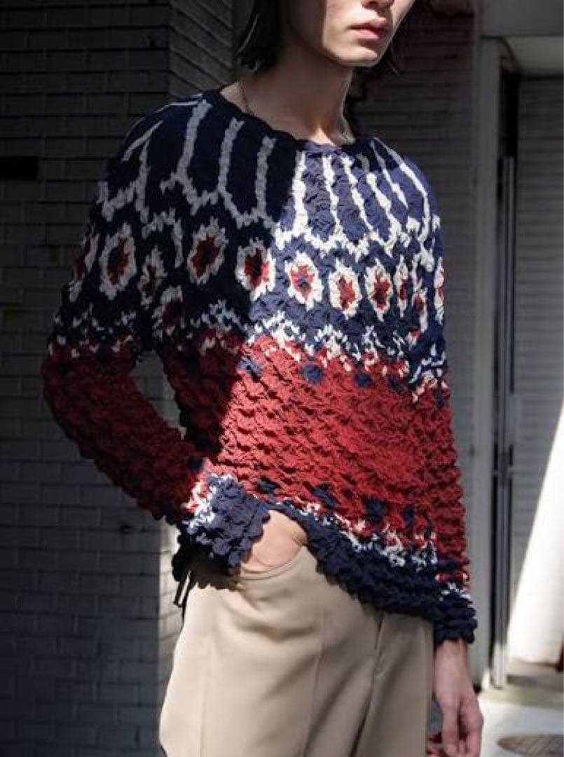 MASU ポップコーンシャツ 46 ネイビー/赤/白