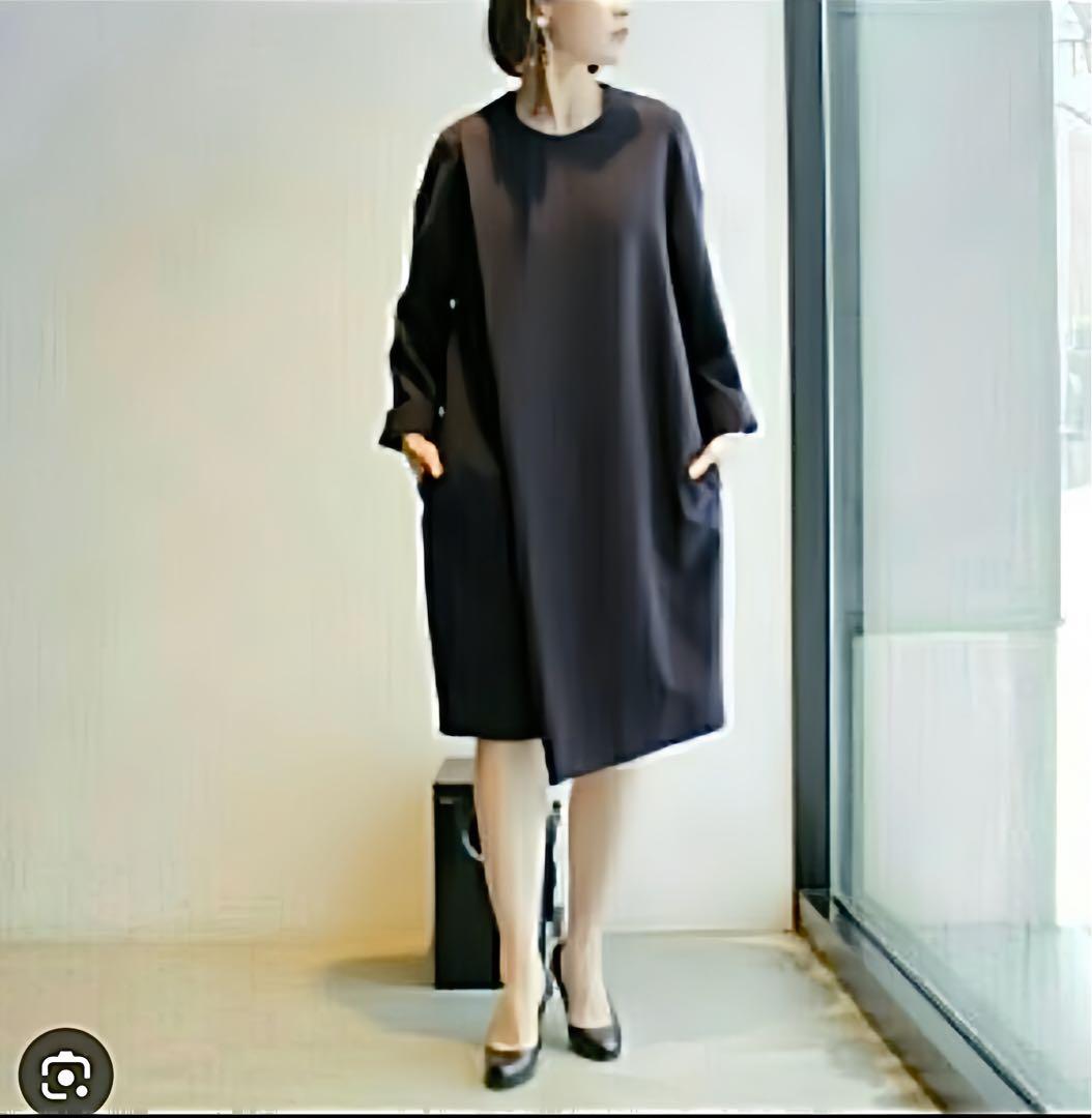 ENFOLD エンフォルド　スポンジダブルクロスコクーンワンピース