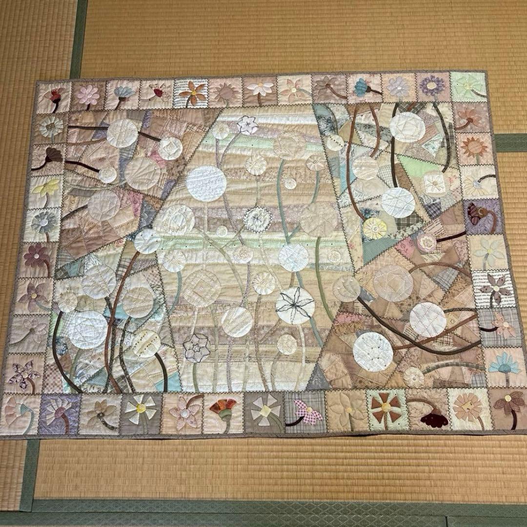 大判タペストリー　手作りキルティングマット 花柄
