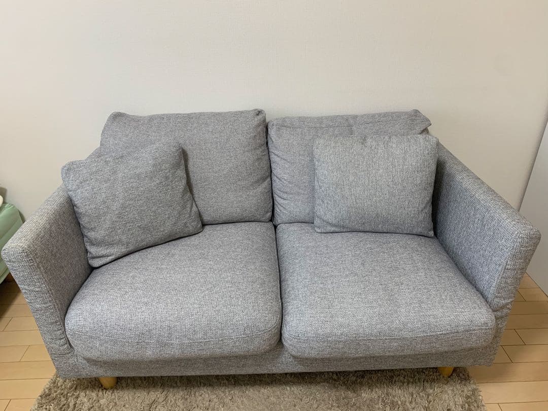 ニトリ　グレー ファブリックソファ 2人掛け