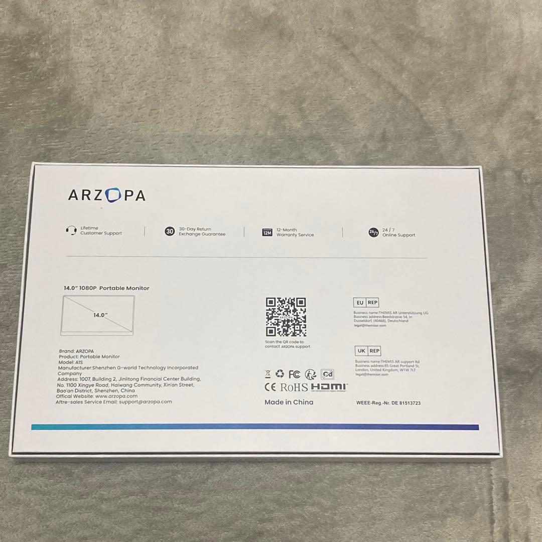 ARZOPAモバイルモニター14インチ モバイルディスプレイ 使用1日のみ