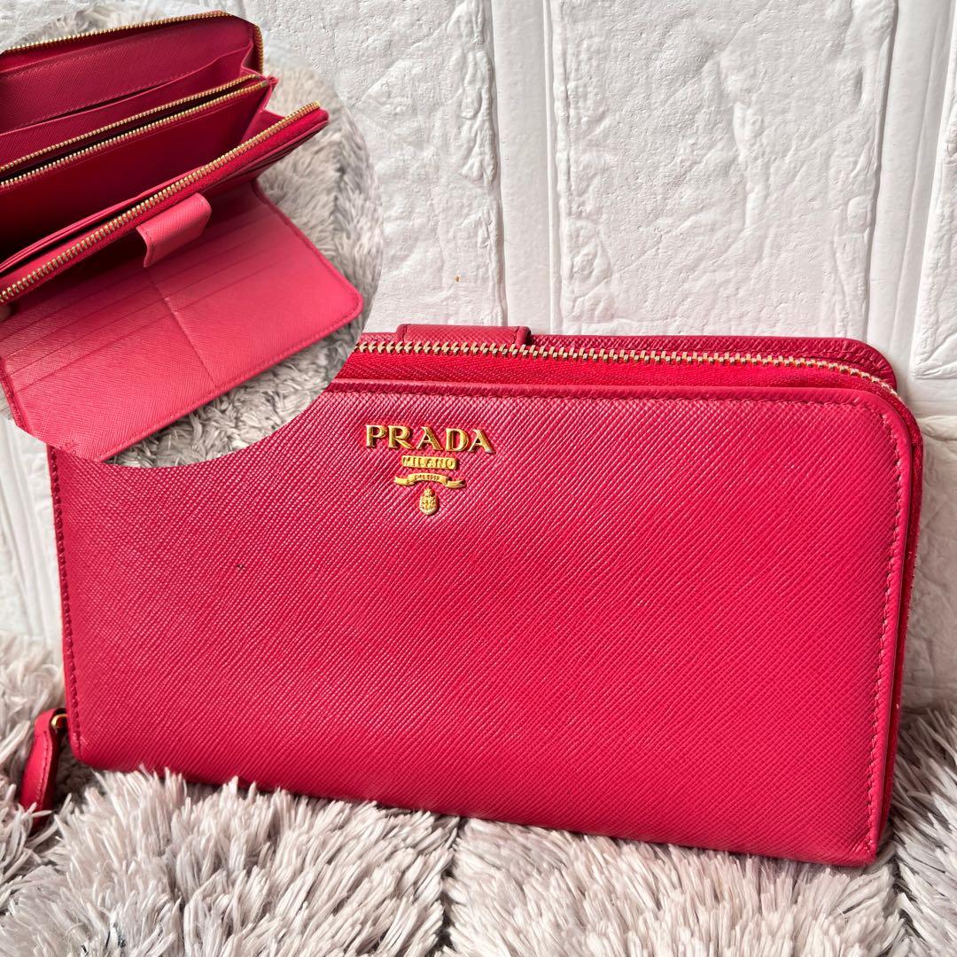 良品✨PRADA 大容量　長財布　オーガナイザー　サフィアーノ　メタルロゴ