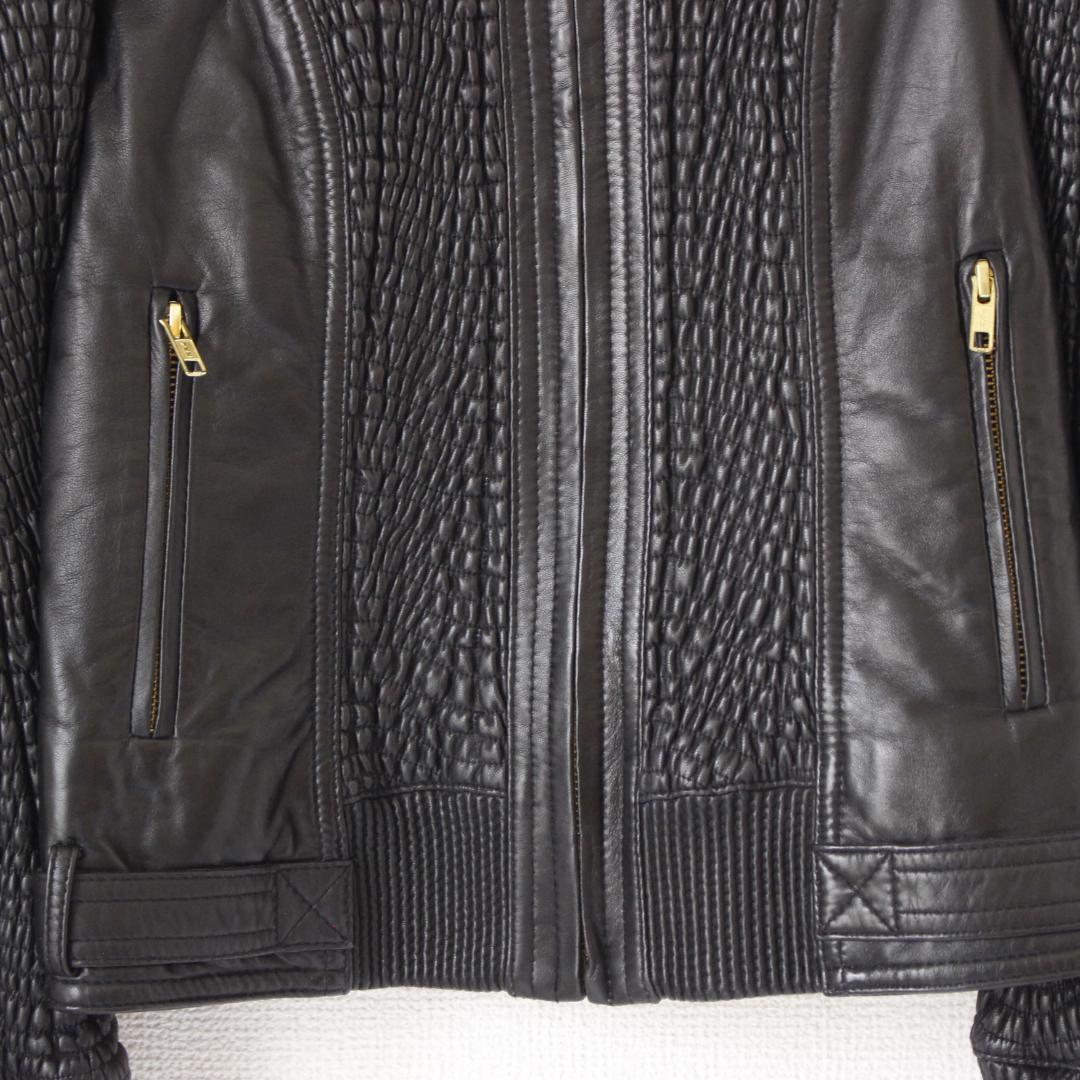 BALMAIN ラムレザージャケット Lサイズ ブラック スタンドカラー