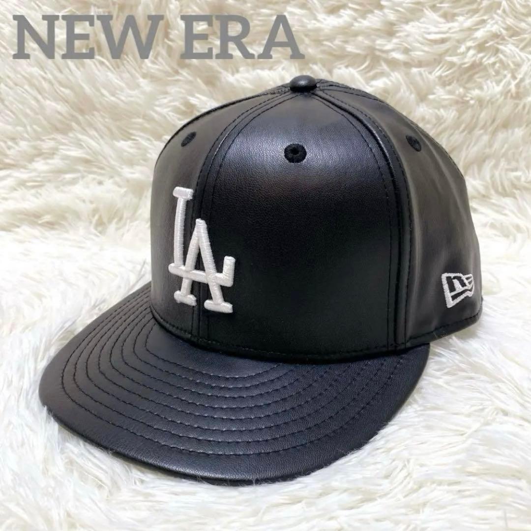 ✨未使用級✨NEW ERA ドジャース レザー LA立体3Dロゴ キャップ