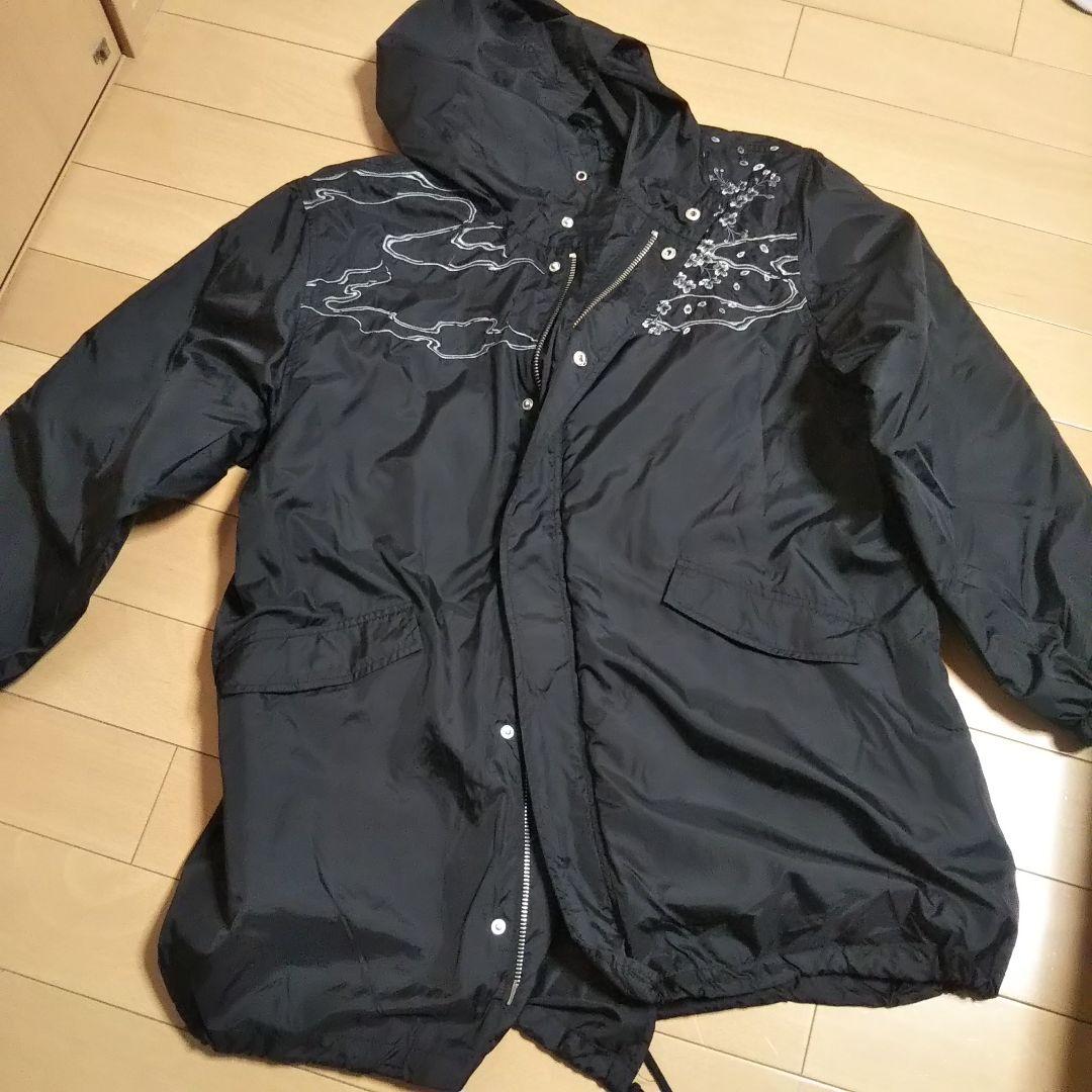 絡繰魂 九尾の狐 流水 夜桜 豪華刺繍 スカジャン フードパーカー モッズコート