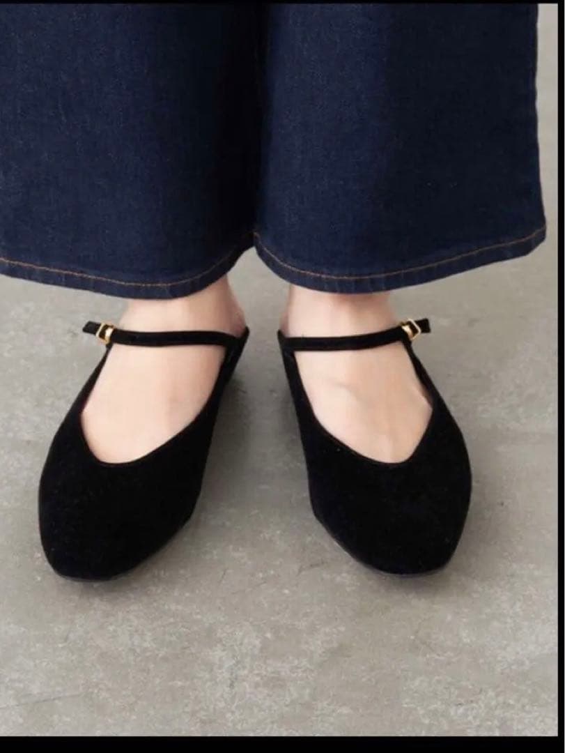 GRISE ラウンド　ストラップ　ミュール 黒　25cm