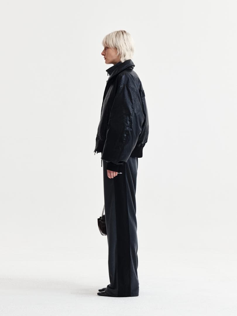 Matin Kim FAUX LEATHER DOWN JUMPER 黒　韓国