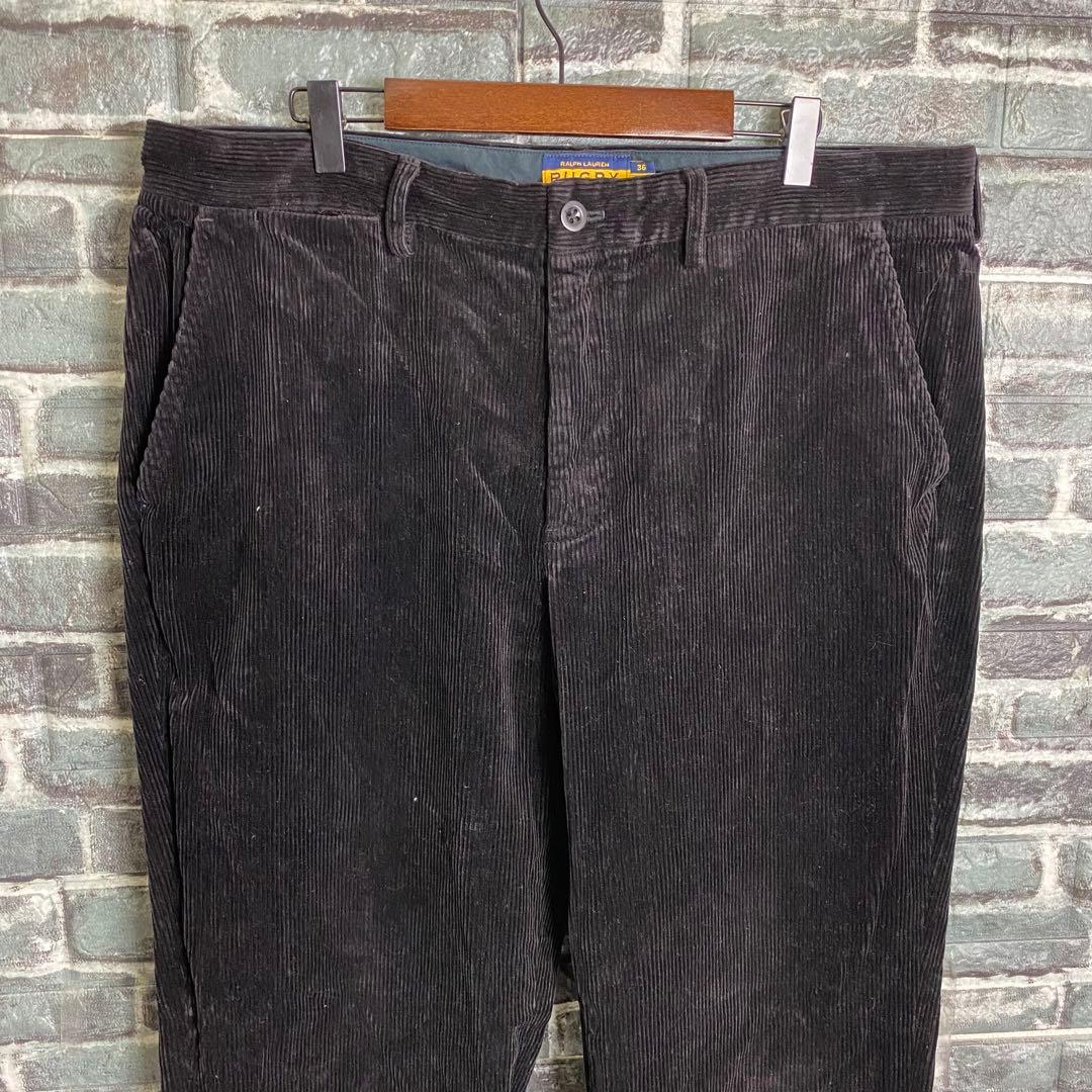 ラルフローレンラグビー 太畝コーデュロイパンツ ブラック 黒 36×32 hr9