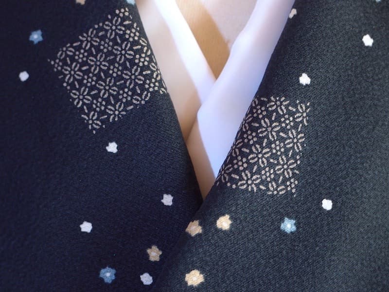 染め小紋（小花、古典文）裄66 正絹