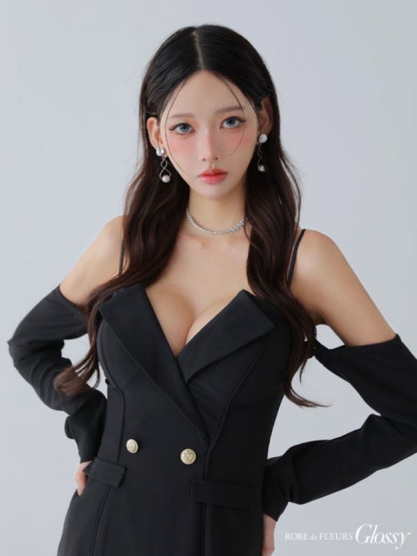 ROBE de FLEURS Glossy キャバドレス ブラック S