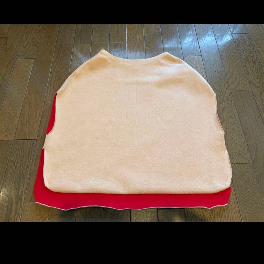 【美品】ドゥロワー ノースリーブ Vネック トップス ベージュ 赤　size1