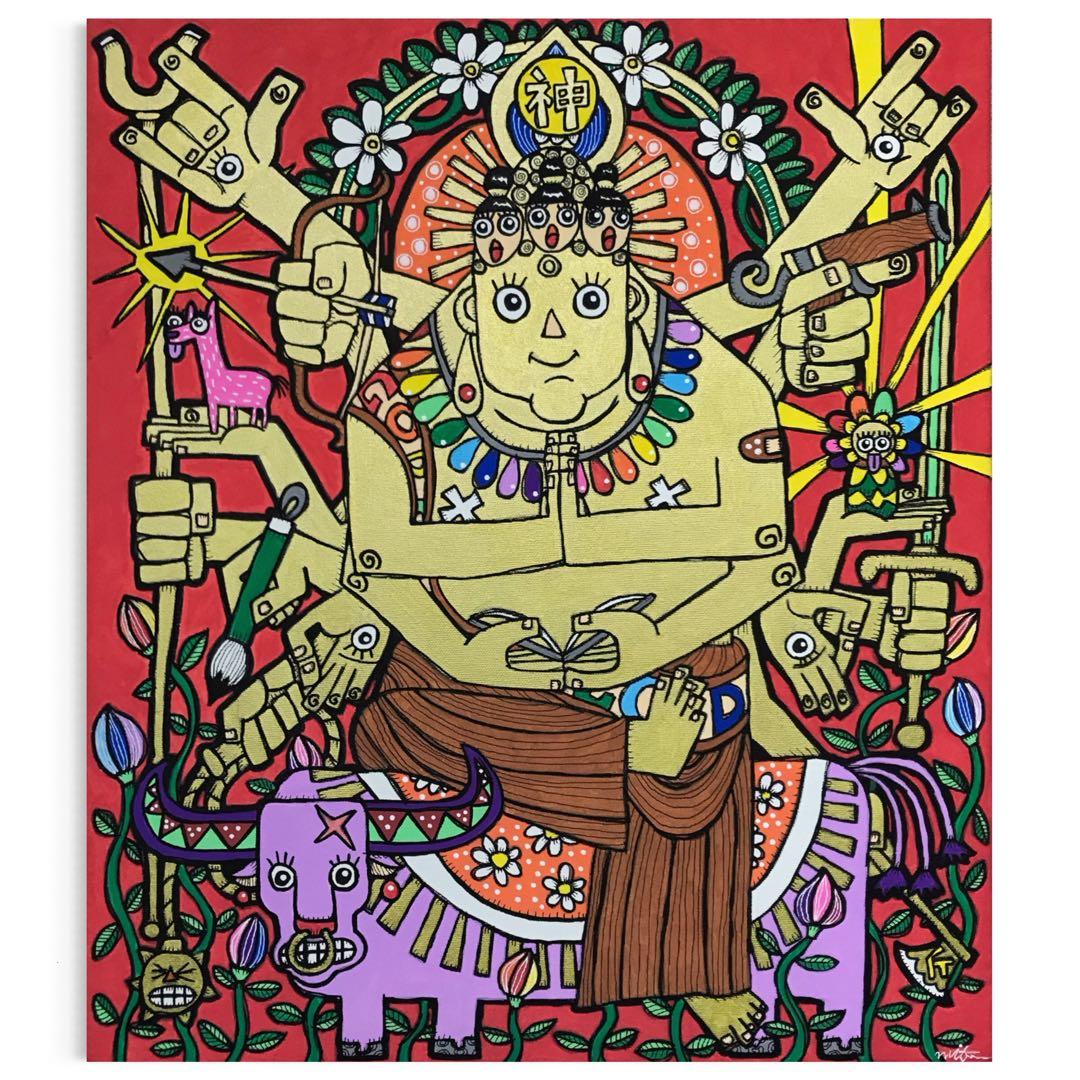 k*o様 絵画　アート　インテリア　仏　現代　開運　縁起　カラフル　赤　金　かわ