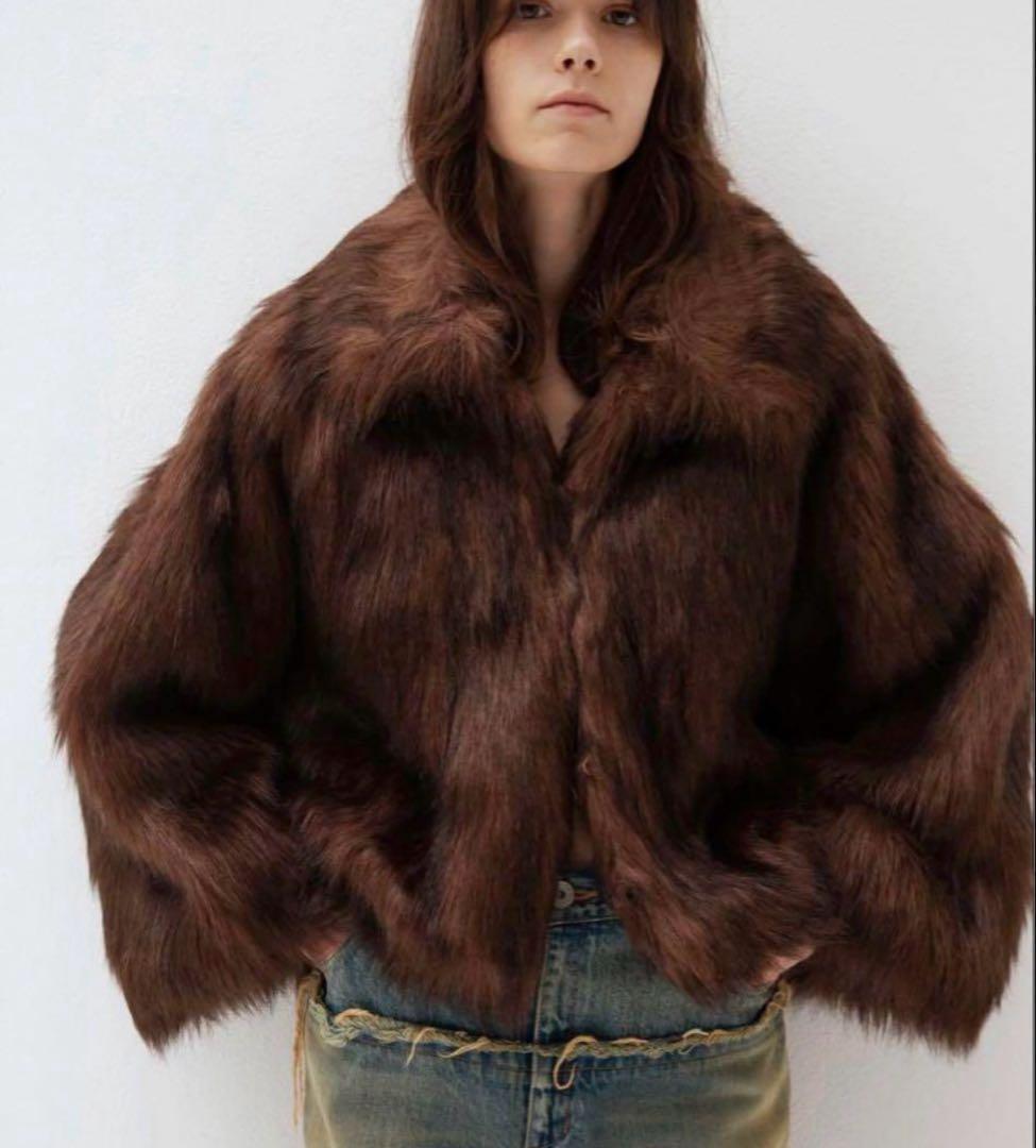 ブラウンファーコート ショート丈 leinwande