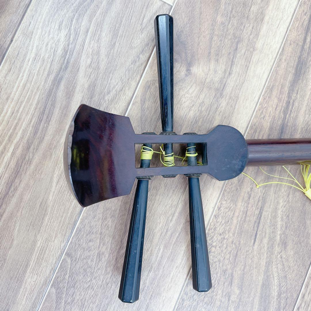 三味線 1本溝 紫檀 丸打胴 犬皮 和楽器 鳩胸　細棹