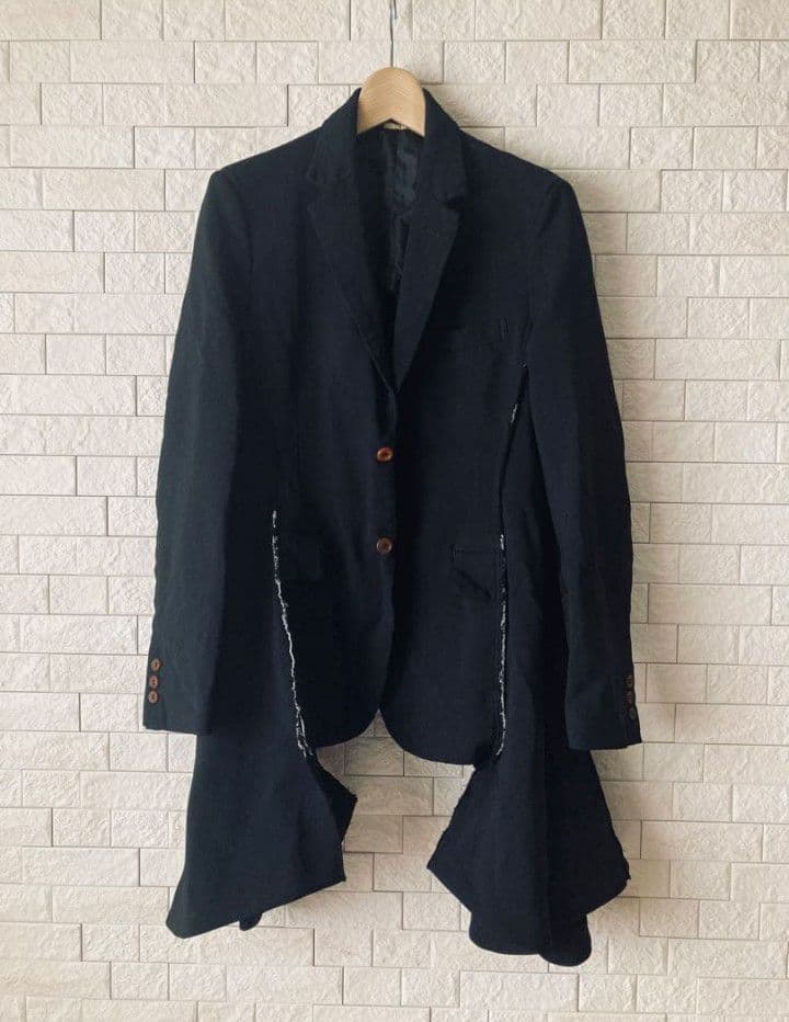 【新品】22SS コムデギャルソンオムプリュス　ポリ縮絨　サイドロングジャケット