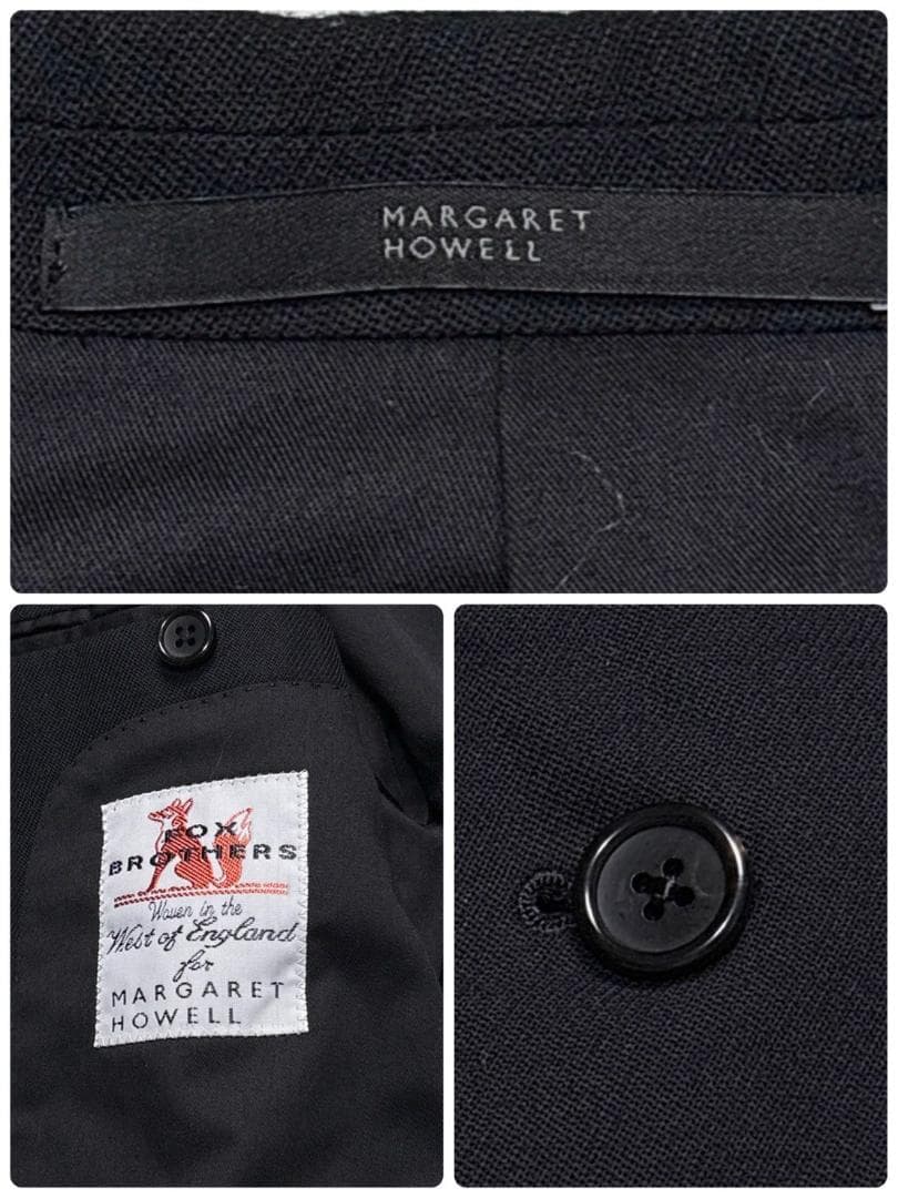 別注 MARGARET HOWELL　ブラック テーラードジャケット M FOX