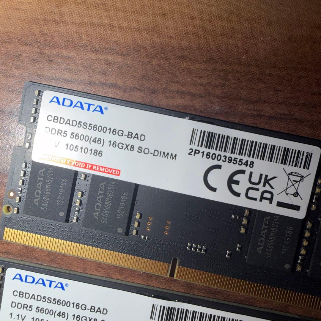 メモリー ADATA DDR5 SODIMM 5600MHz 16GB x2 = 32GB