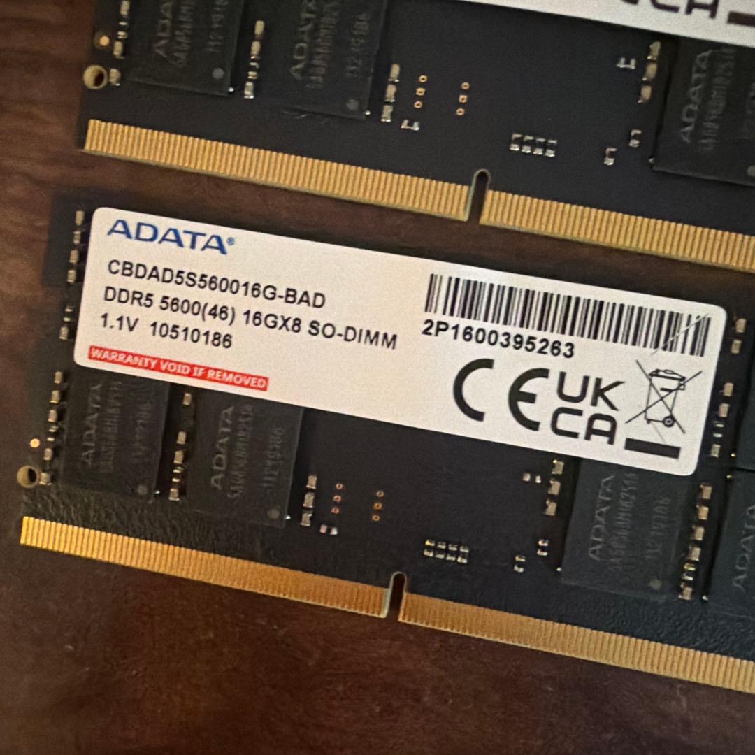 メモリー ADATA DDR5 SODIMM 5600MHz 16GB x2 = 32GB