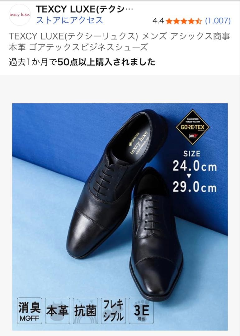 テクシーリュクス （TU-8002）GORE-TEX ブラックレザーシューズ