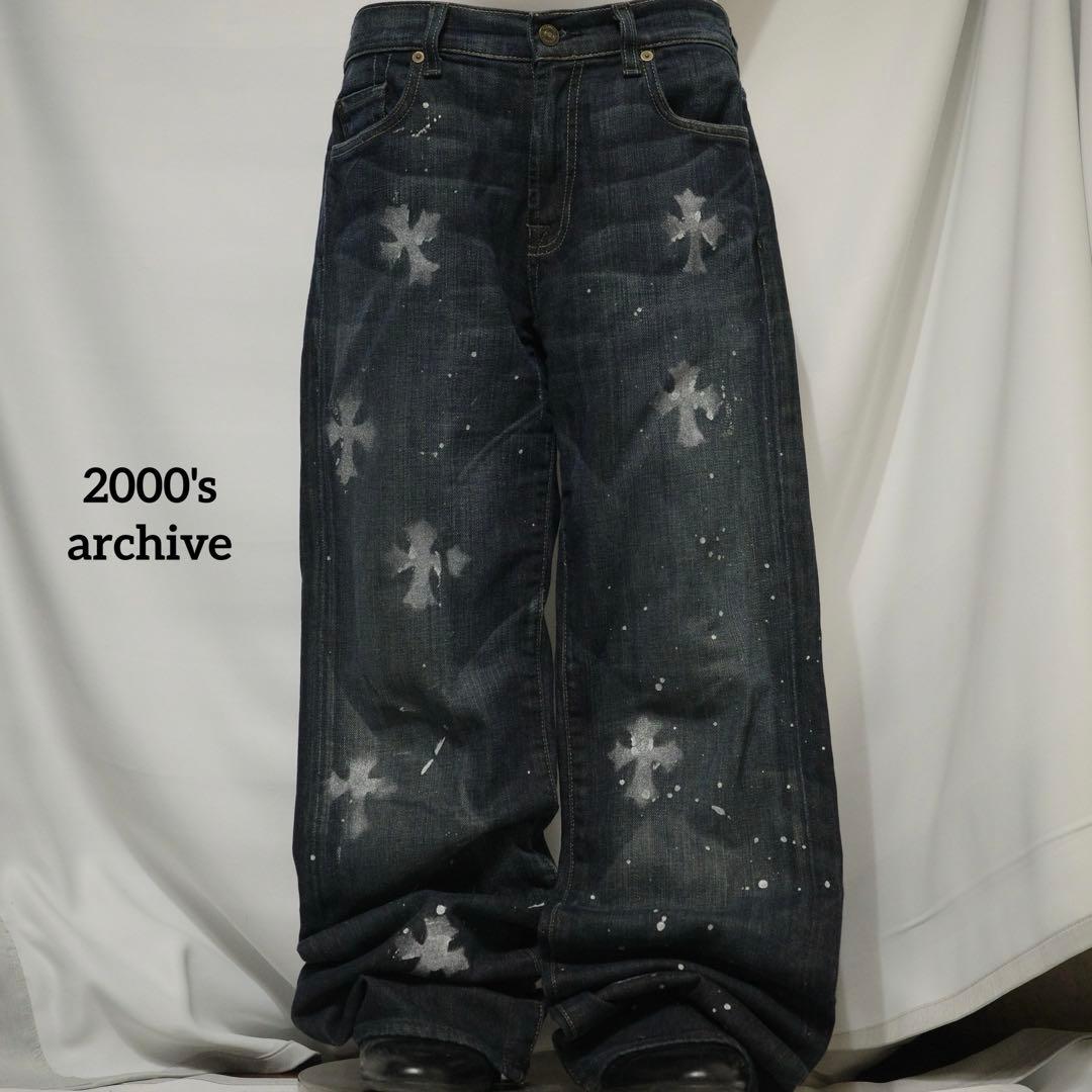 パンツ 2000's archive paint grunge denim pants