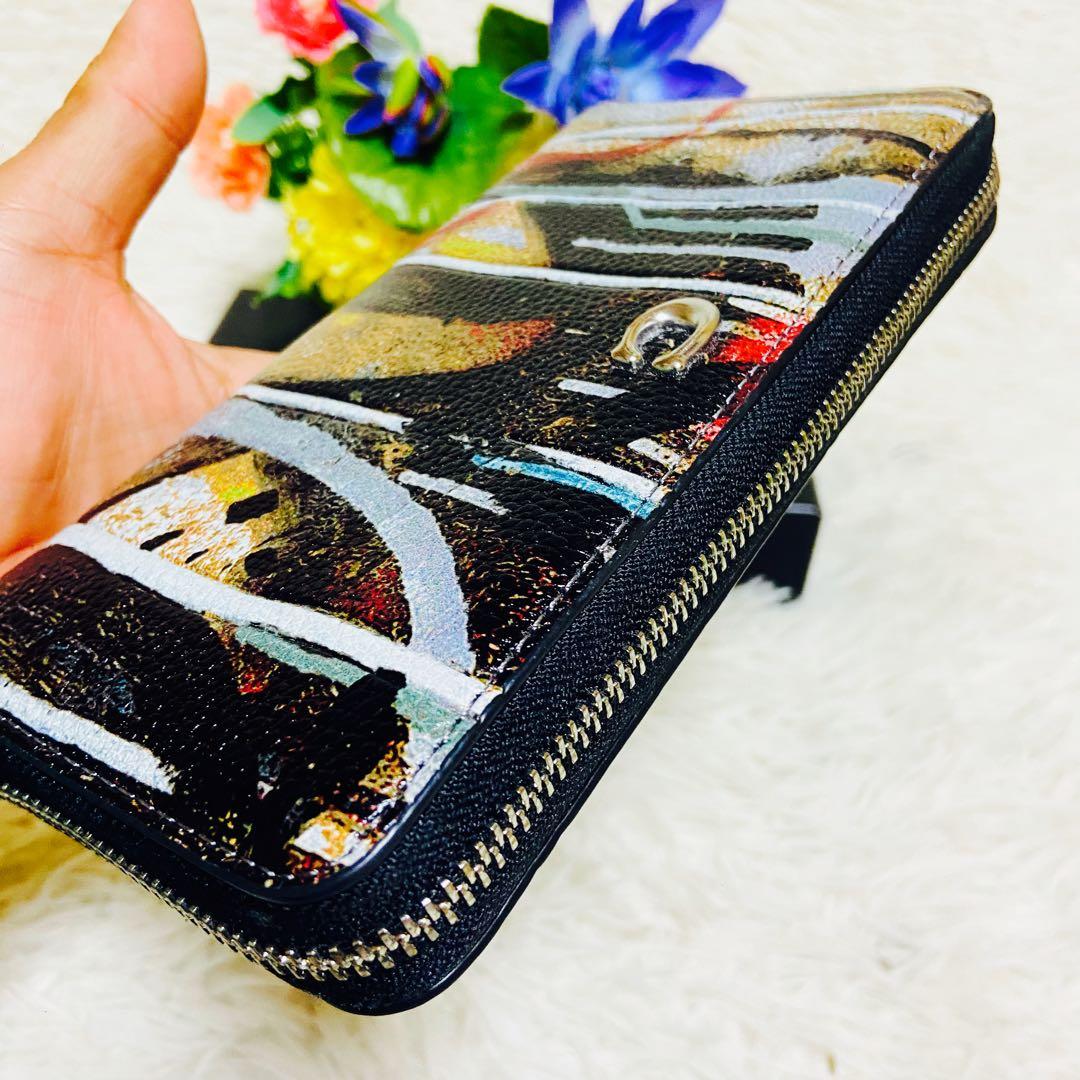 本革✨COACH✨コーチ✨MINT + SERF✨財布✨ラウンドファスナー✨総柄