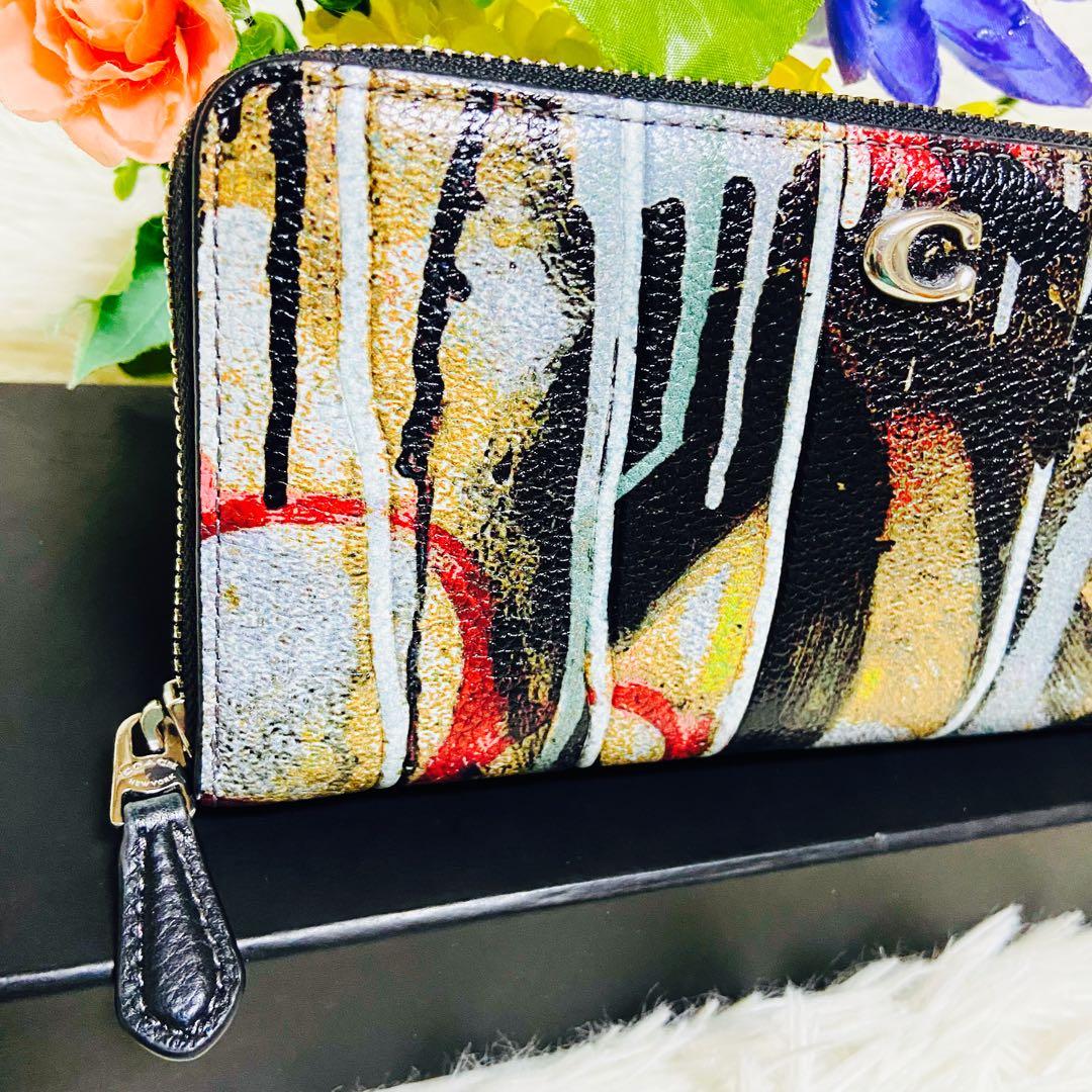 本革✨COACH✨コーチ✨MINT + SERF✨財布✨ラウンドファスナー✨総柄