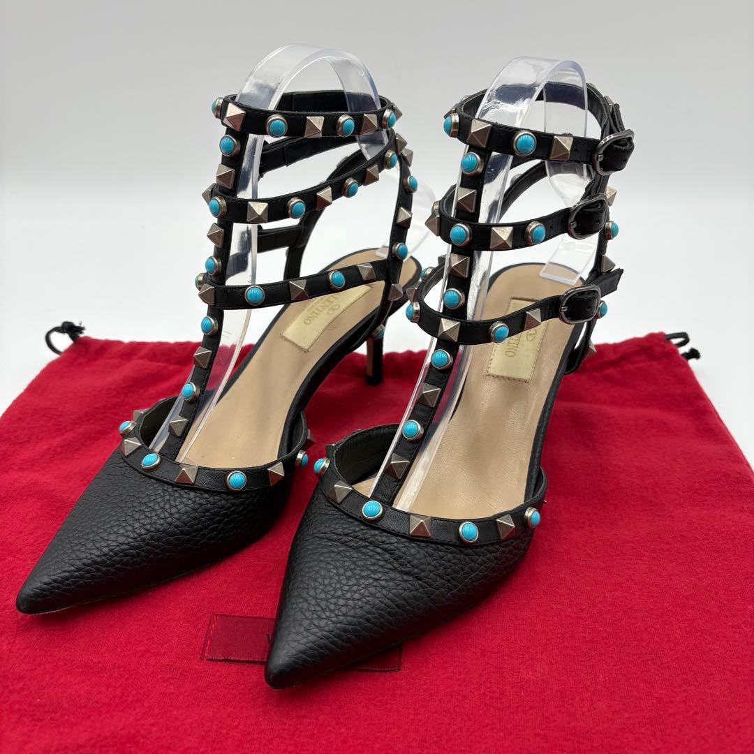 ✨美品✨ヴァレンティノガラヴァーニ　ロックスタッズ　ストラップ　ミュール　ヒール