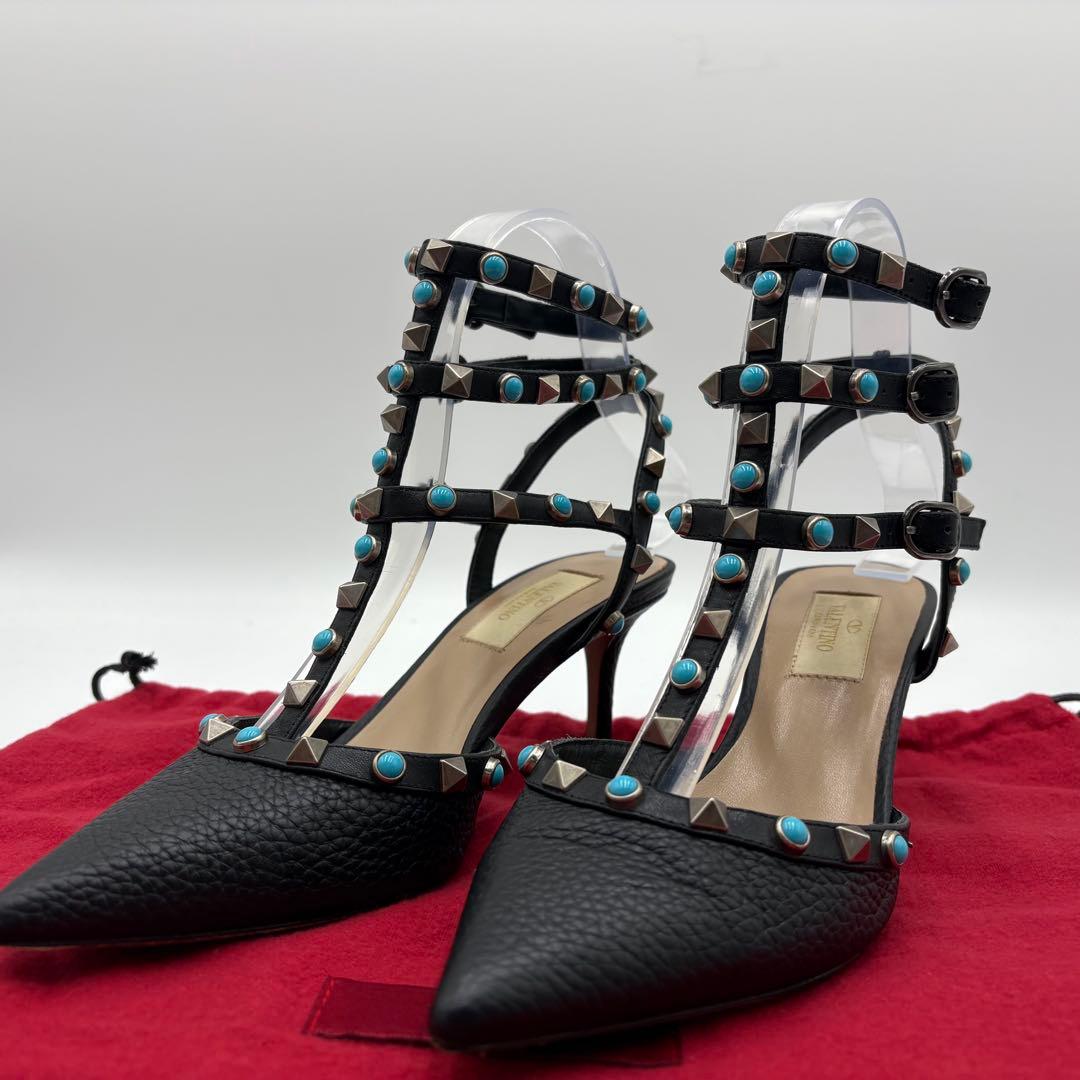 ✨美品✨ヴァレンティノガラヴァーニ　ロックスタッズ　ストラップ　ミュール　ヒール