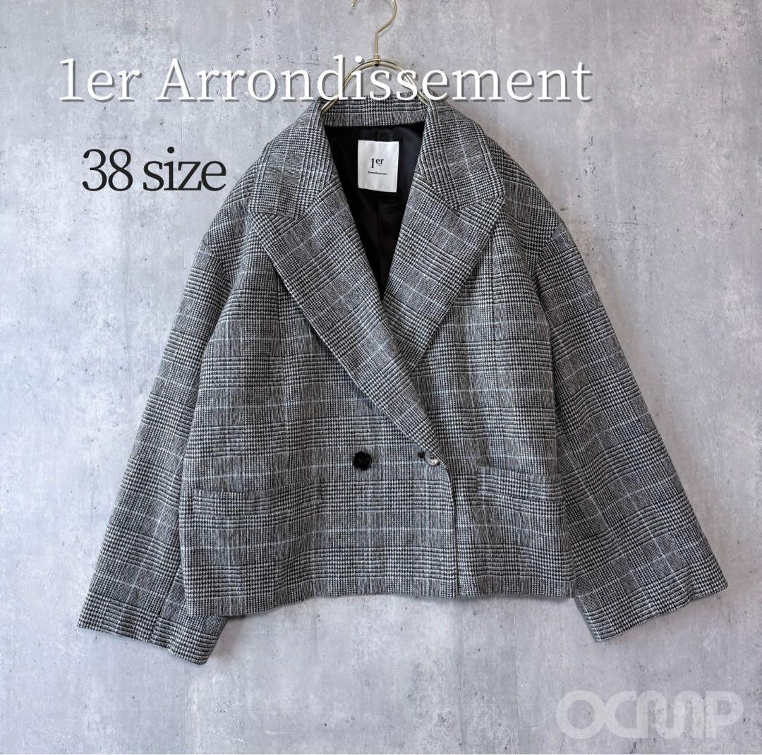 眼*長様 新品同様✨プルミエアロンディスモン グレンチェック　ショートWジャケッ