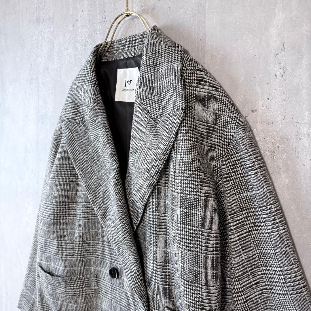 眼*長様 新品同様✨プルミエアロンディスモン グレンチェック　ショートWジャケッ