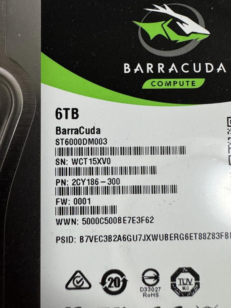 【訳アリ】Seagate HDD 6TB