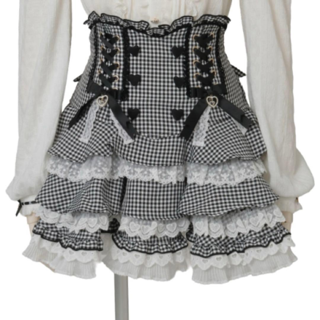 新品タグ付♡リズリサ♡ レースアップティアードスカパン♡グレー♡