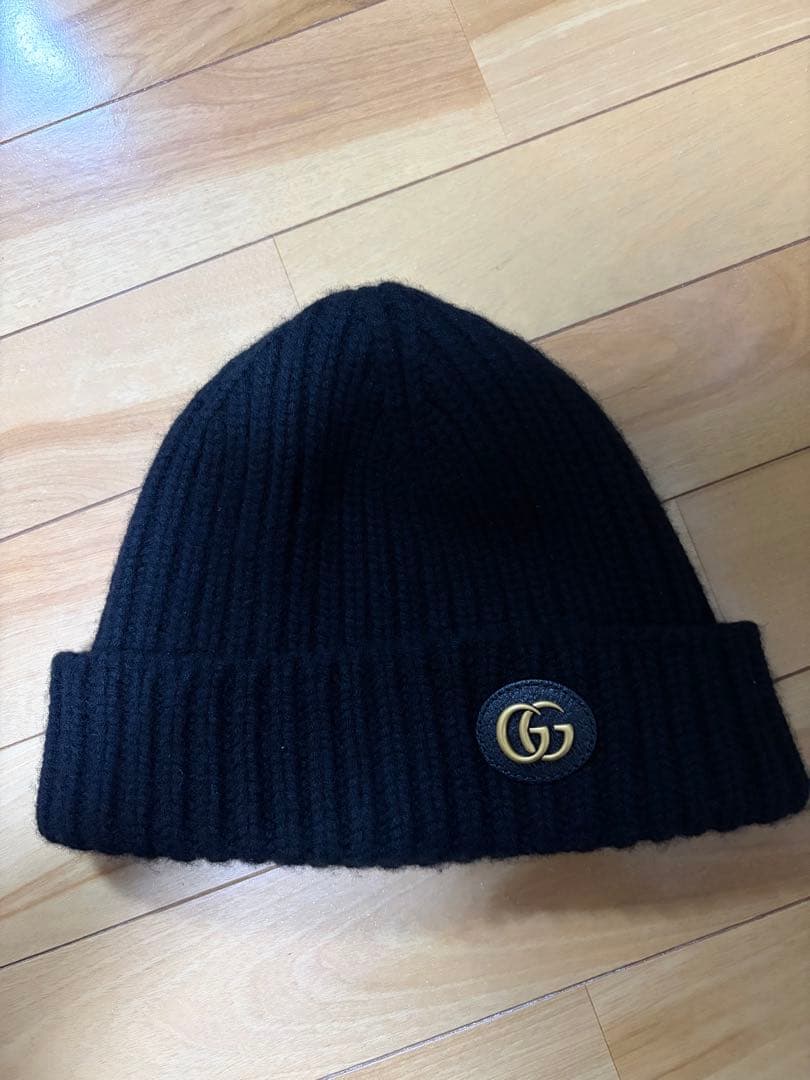 GUCCI ダブルG ニット帽 ブラック Mサイズ ウール85% カシミア15%