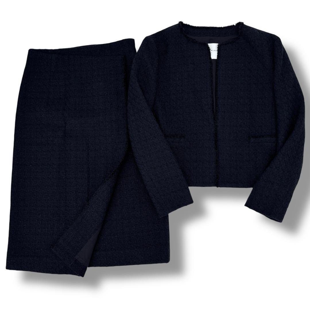 極美品】トゥモローランド ツイード スーツ セットアップ ノーカラージャケット